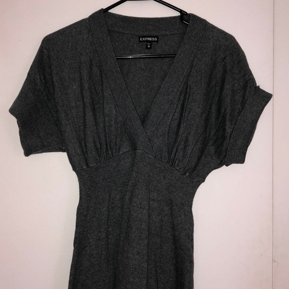 Gray short sleeve sweater dress